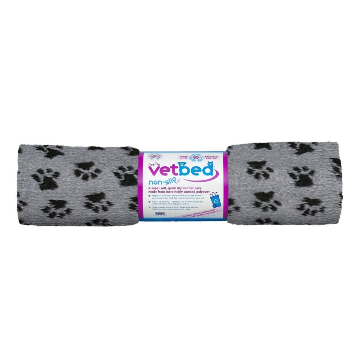 Vetbed protiskluz / Drybed šedý packy 150 x 100 cm DELUXE, vlas 30 mm