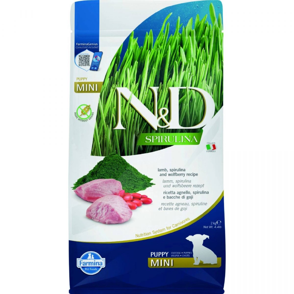 N&D SPIRULINA DOG Puppy Mini Lamb & Wolfberry 2kg