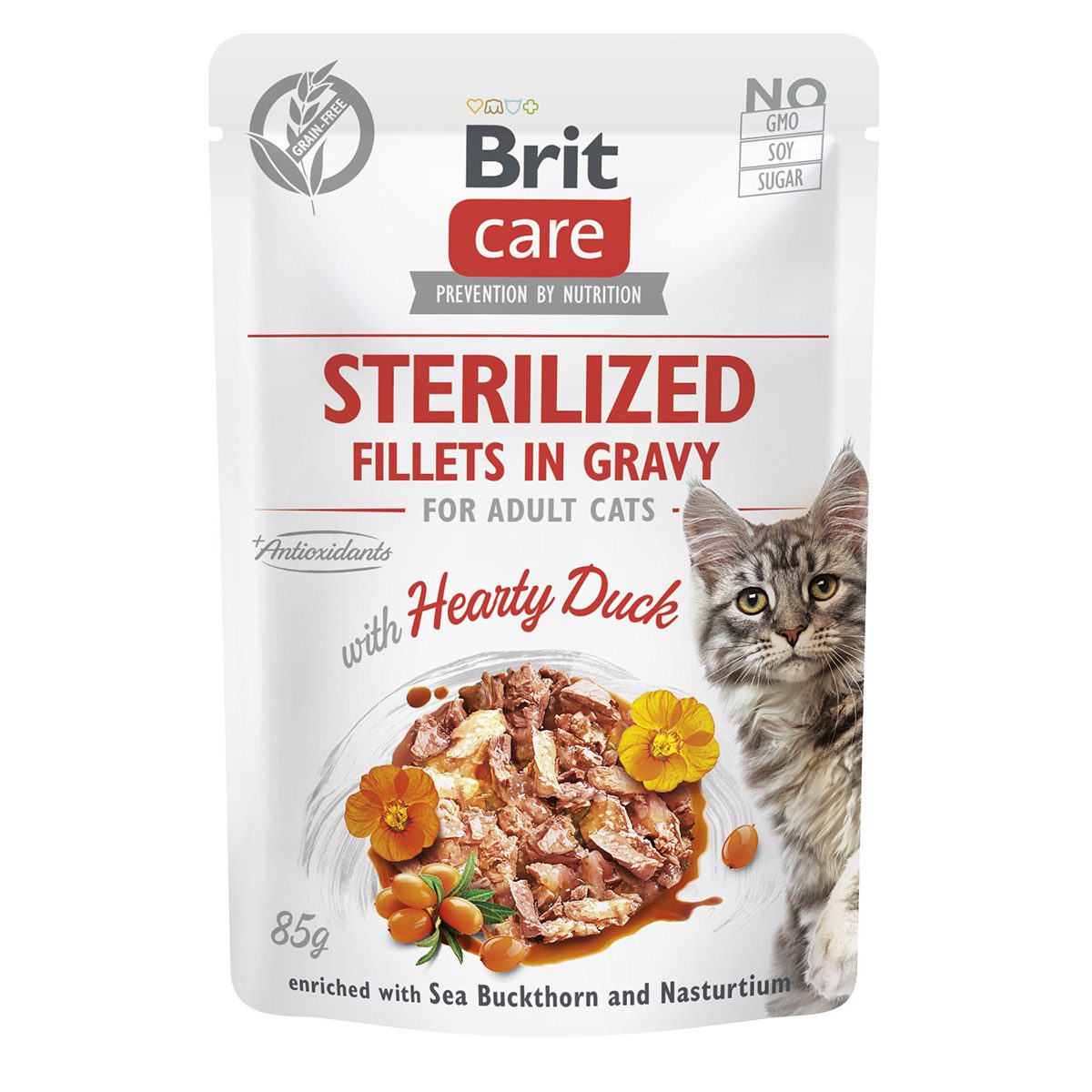 Brit Care Cat Fillets in Gravy Steril. Hearty Duck 85g