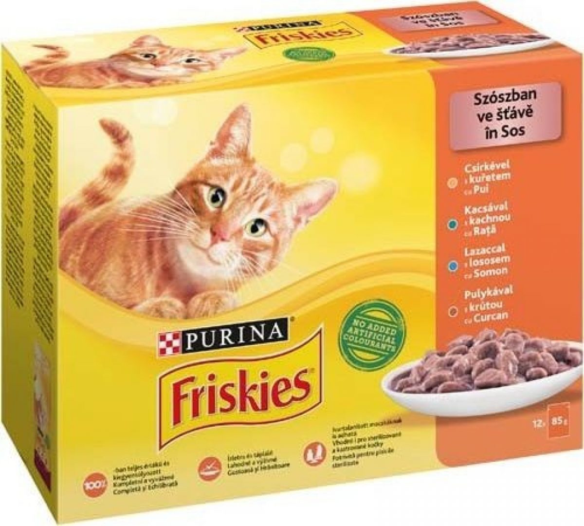 Friskies Cat kuře kachna losos a krůta ve šťávě 12 x 85 g