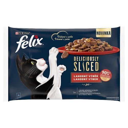 FELIX Deliciously sliced Multipack 4x80g hovězí/ kuře/ kachna/ krůta v želé