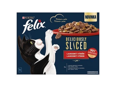 FELIX Deliciously sliced Multipack 12x80g hovězí / kuře / kachna / krůta v želé
