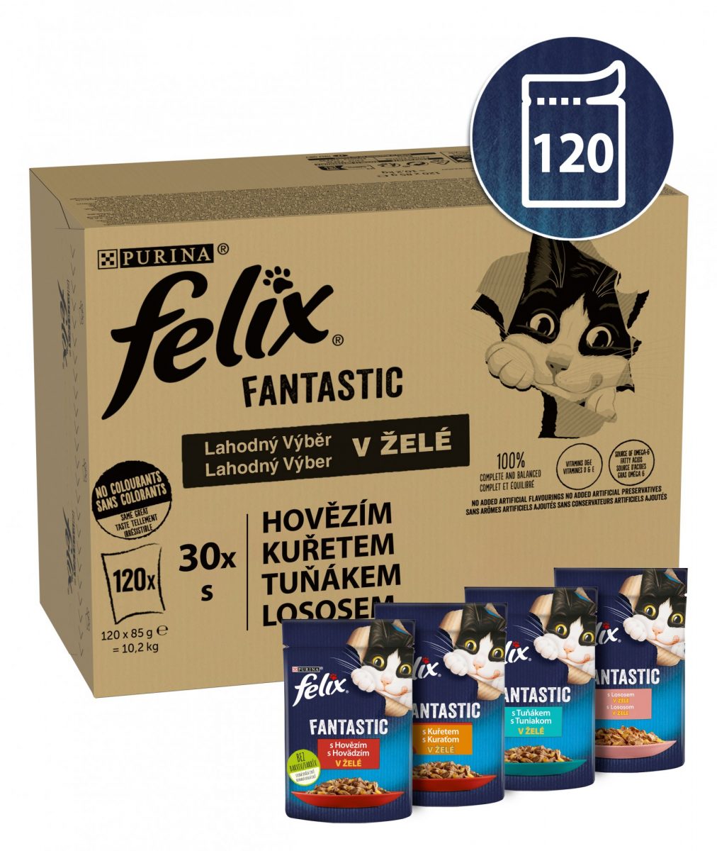 FELIX Fantastic Multipack 120x85g hovězí/kuře/tuňák/losos