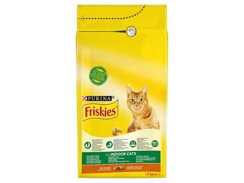 FRISKIES 1,5kg Indoor Cats kuře se zeleninou