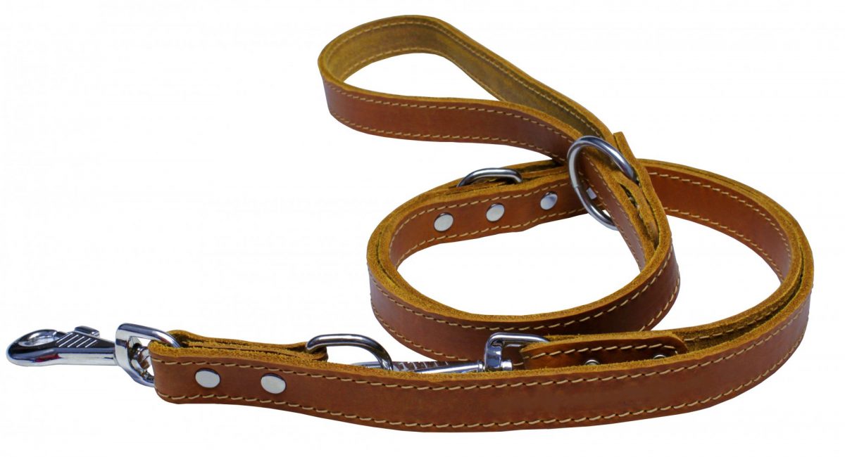 HUHUBAMBOO vodítko přepínací mastná kůže 2,5x240cm, koňak