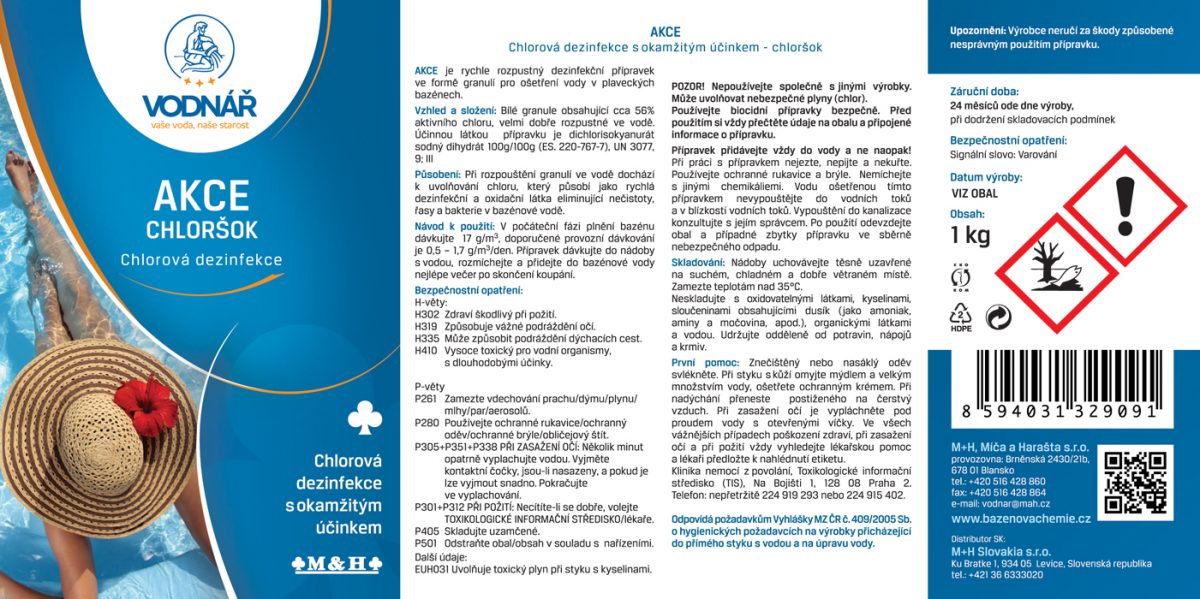 Vodnář Odzimování - sada bazénové chemie s pH Minus