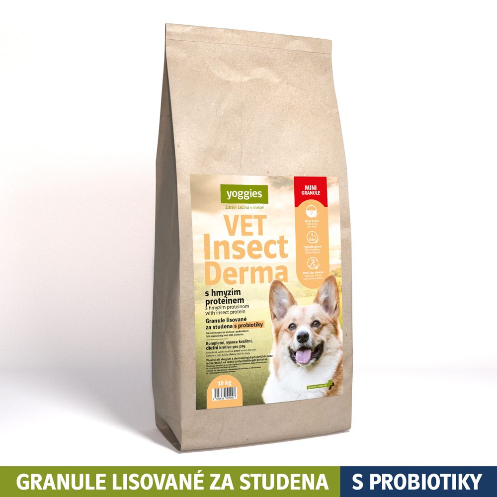 Yoggies VET Insect Derma MINIGRANULE s hmyzím proteinem 10kg
