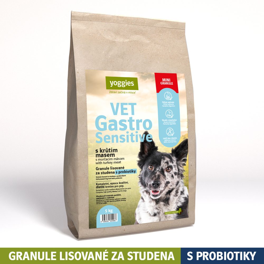 Yoggies VET Gastro Sensitive MINIGRANULE s krůtím masem 5kg