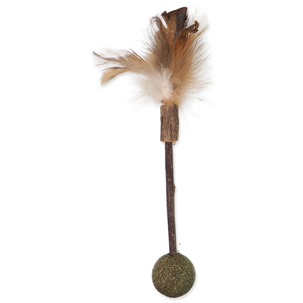 Hračka MAGIC CAT Natural Fun dřívko s přírodními pírky a koulemi