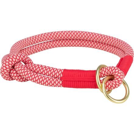 Soft Rope kulatý polostahovací obojek, červená/krémová S-M: 40 cm/ 10 mm