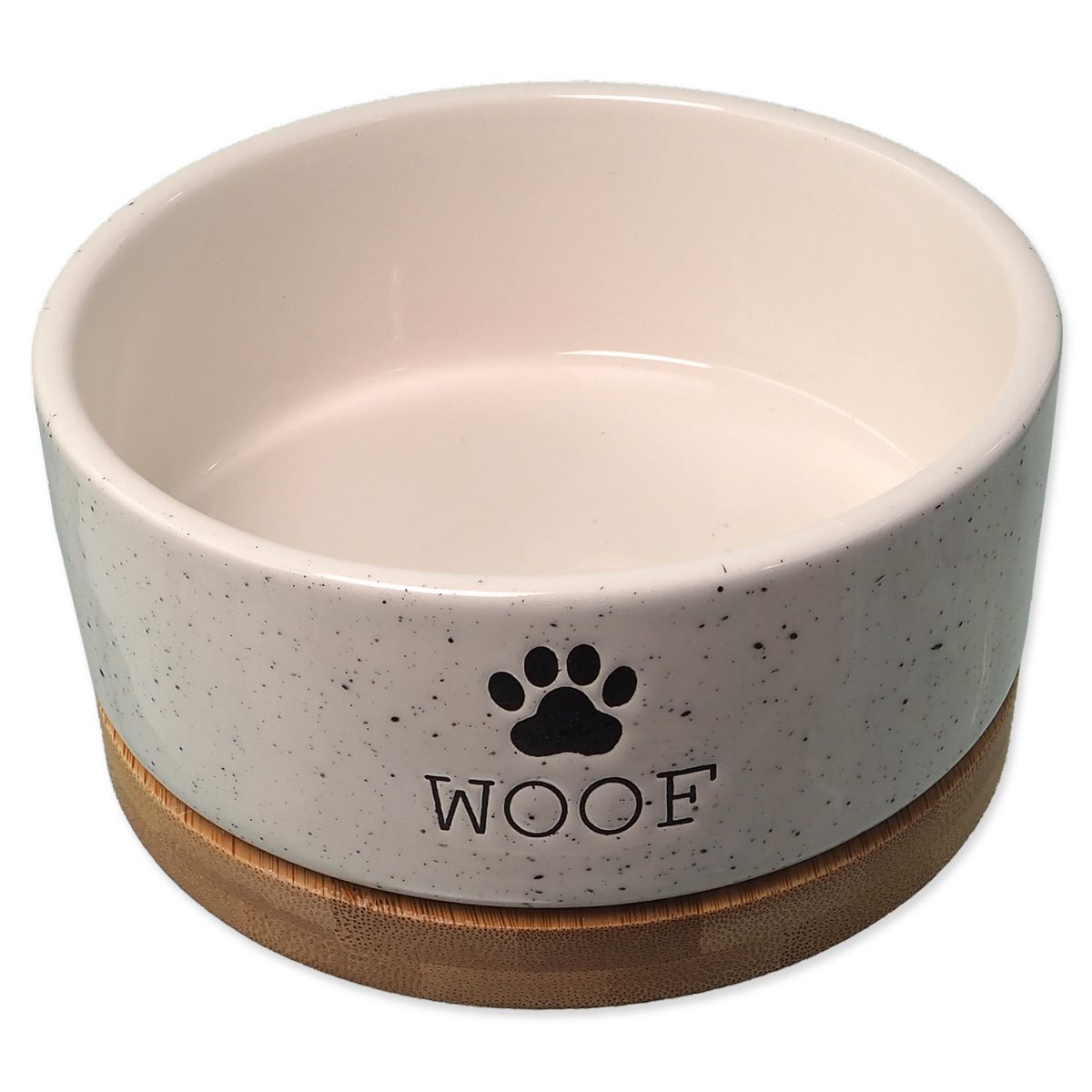 Miska DOG FANTASY keramická bílá WOOF s podtáckem 13 x 5,5 cm 400ml