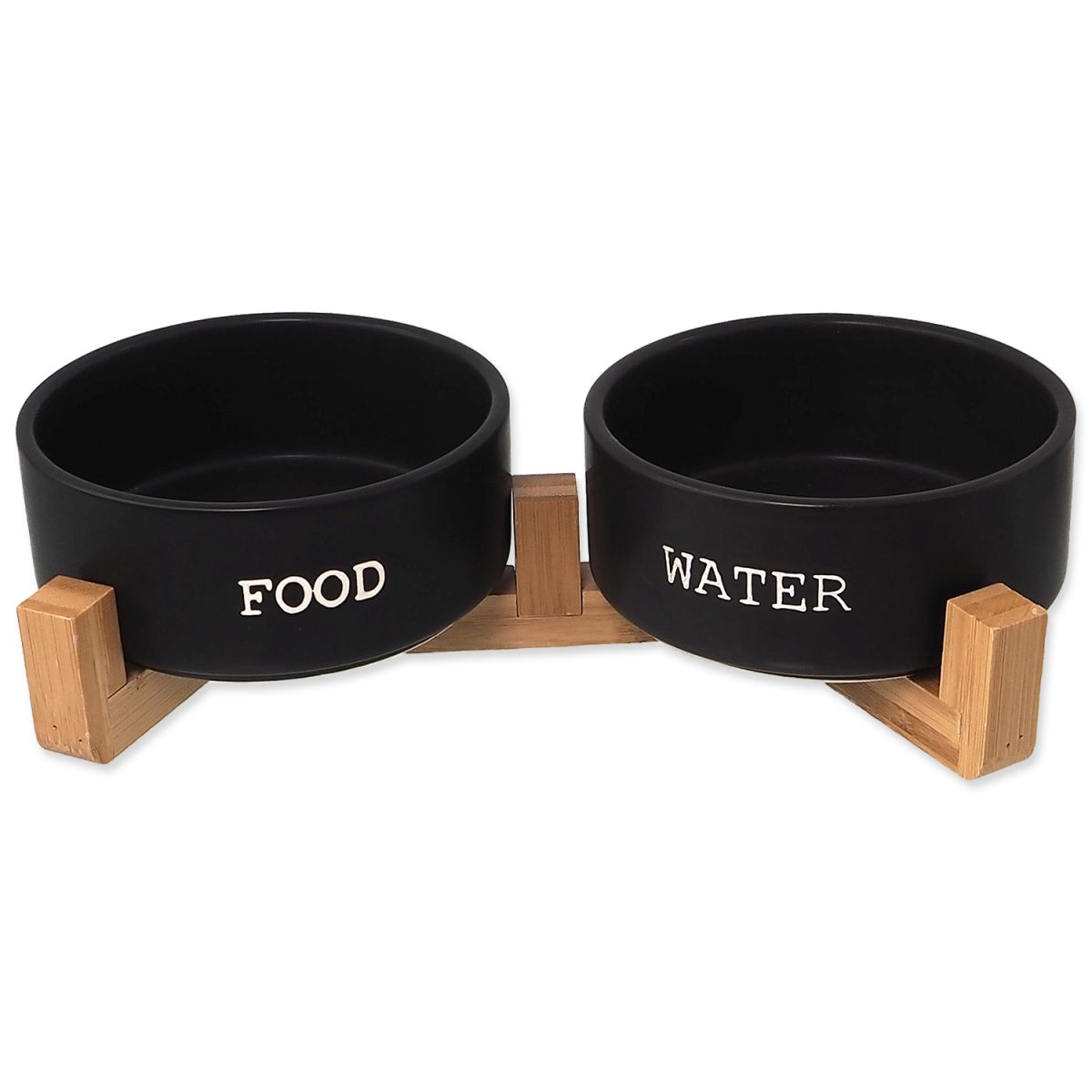 Set DOG FANTASY misky keramické se stojanem černé 2x 13 x 5,5 cm 400ml