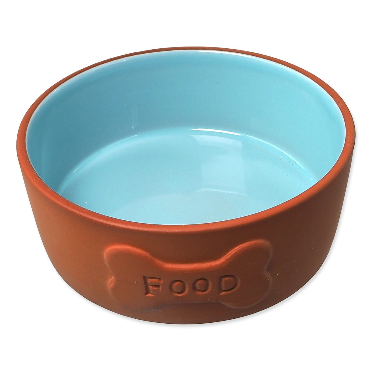 Miska DOG FANTASY keramická cihlová s modrou glazurou FOOD 13 x 5 cm 350ml