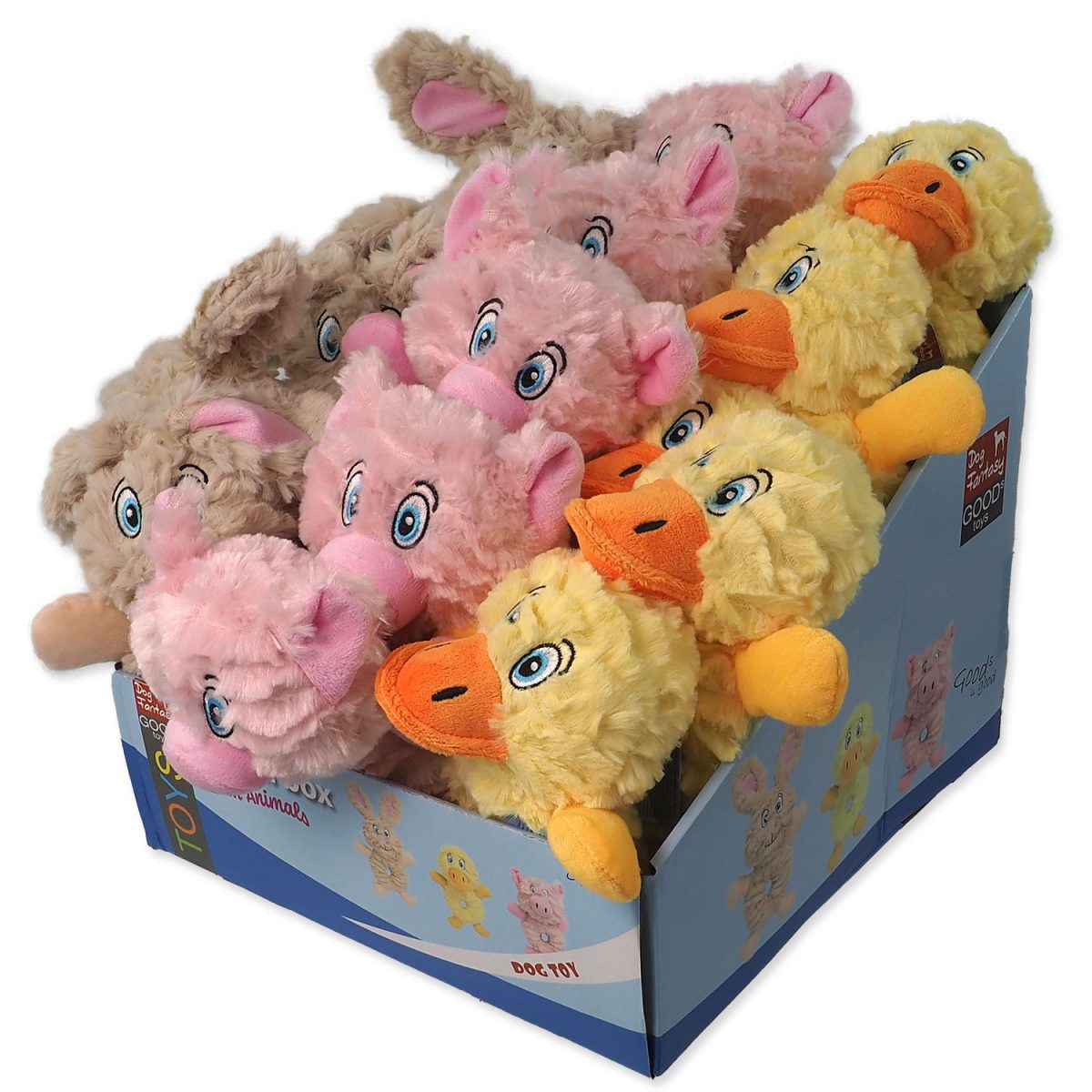 Hračky DF Playful Box Farm mix zvířat pískací  21cm 24 ks