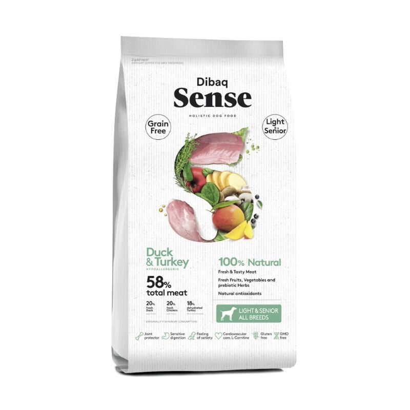 DIBAQ SENSE Grain Free Duck&Turkey Light&Senior 12 kg