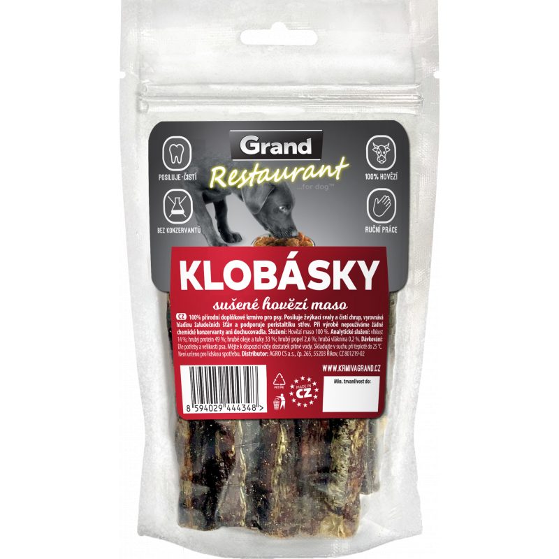 GRAND klobásky pro psy hovězí