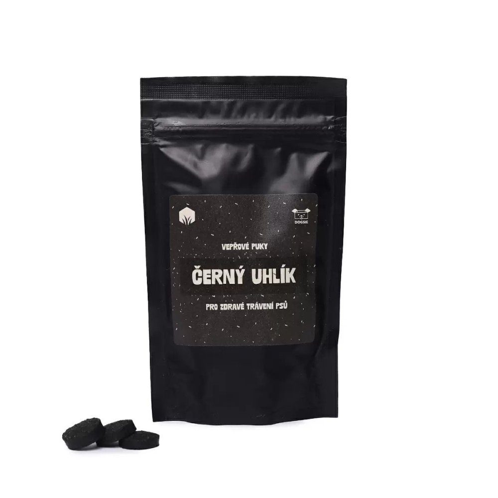 Pamlsek pro psy - černý uhlík – vepřové puky s živým uhlíkem