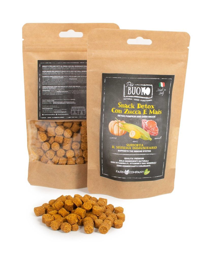 Farm Company PIU BUONO pamlsky pro psy s vepřovým, kukuřicí a dýní 80g