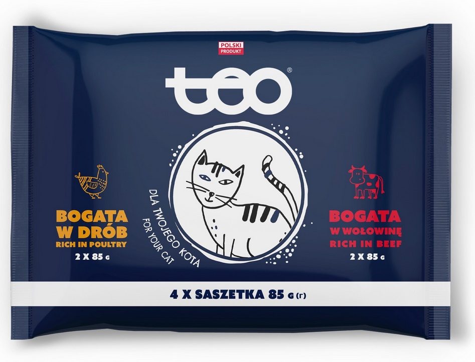 TEO kapsička kočka pack 4x85g 2drůbeží,2hovězí