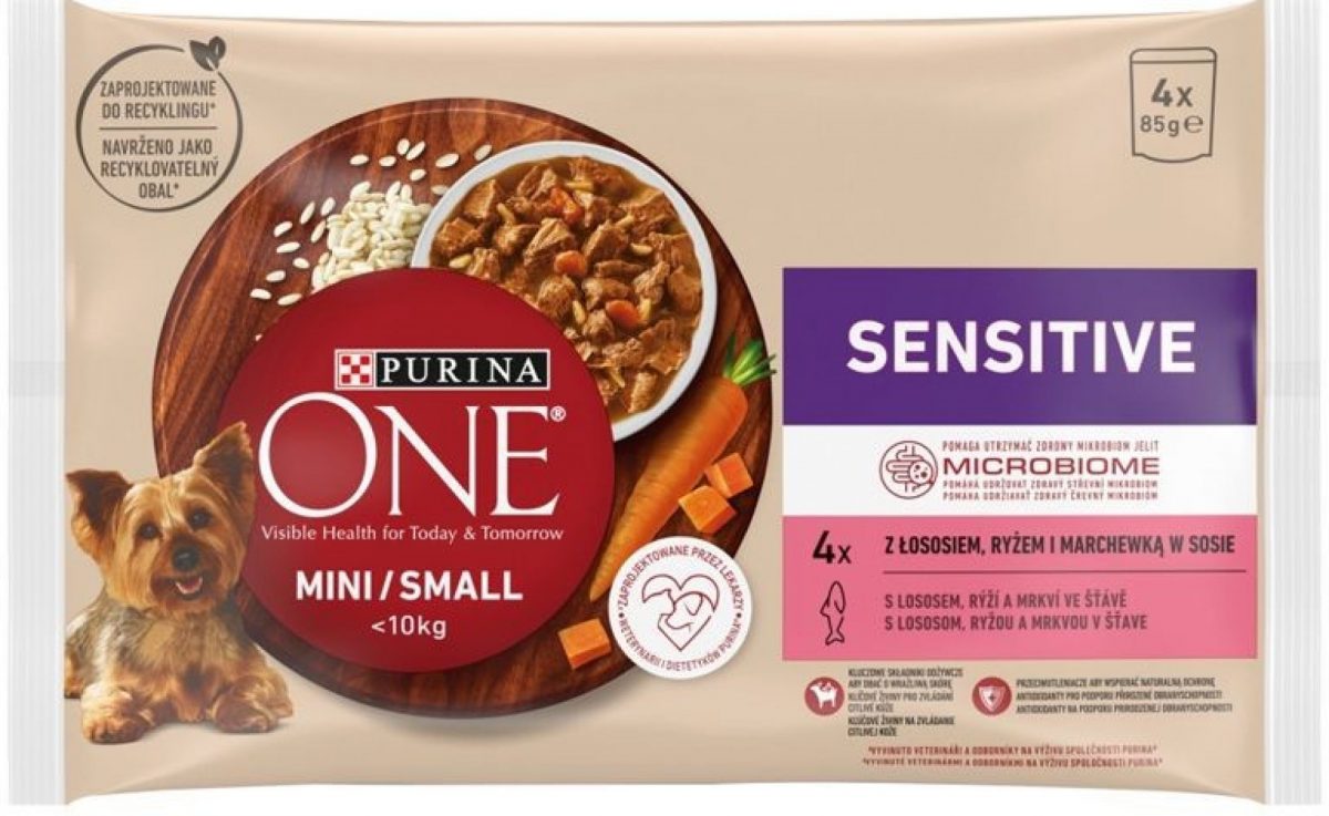 Purina ONE Mini Dog Sensitive Losos ve šťávě 4 x 85 g