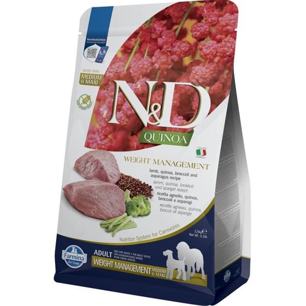 N&D GF Dog Adult Quinoa Weight Management Lamb & Broccoli Medium/Maxi 2,5 kg