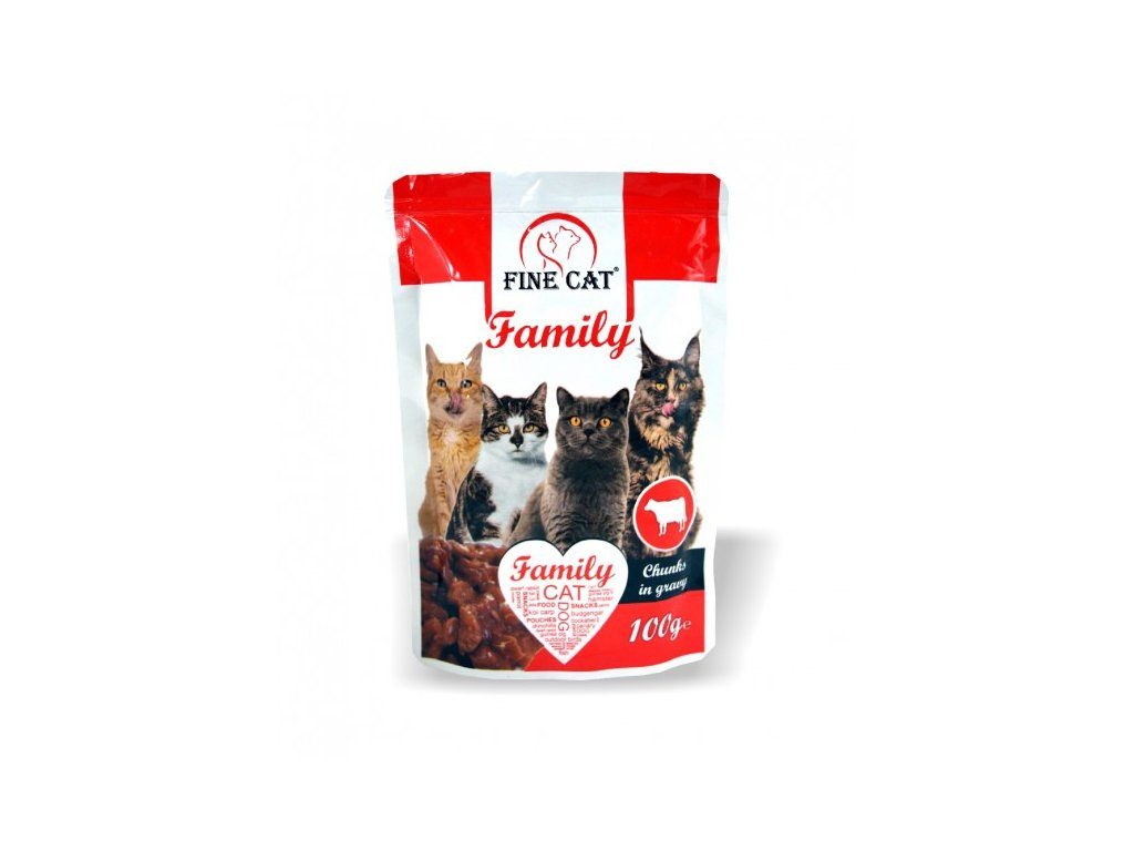 FINE CAT Family kapsičky pro kočky s HOVĚZÍM v omáčce 100g