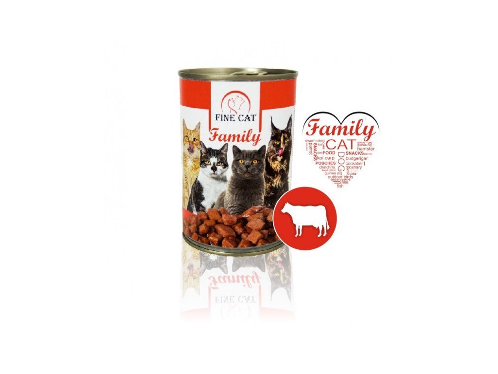 FINE CAT Family konzerva pro kočky s HOVĚZÍM 415g