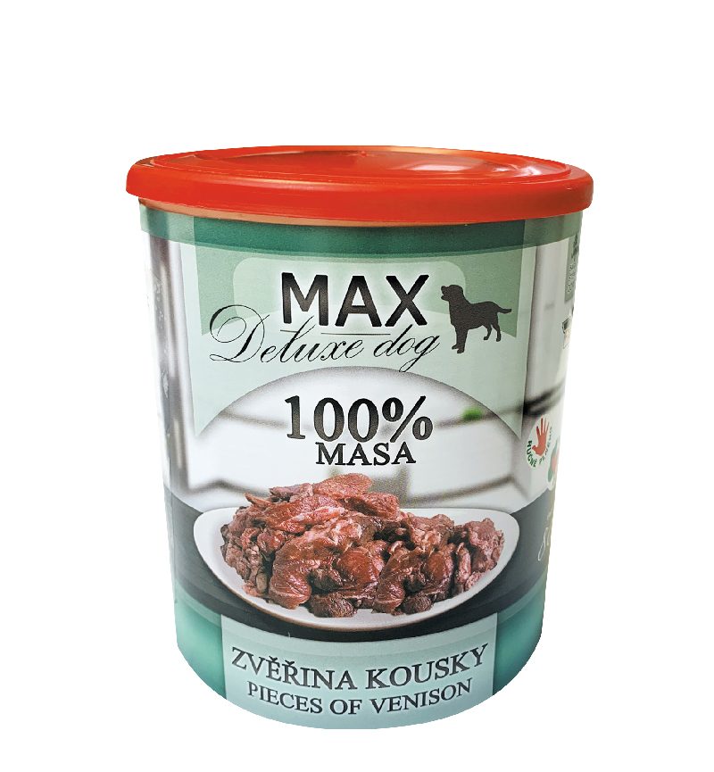 MAX Deluxe Dog zvěřina kousky, konzerva 800 g