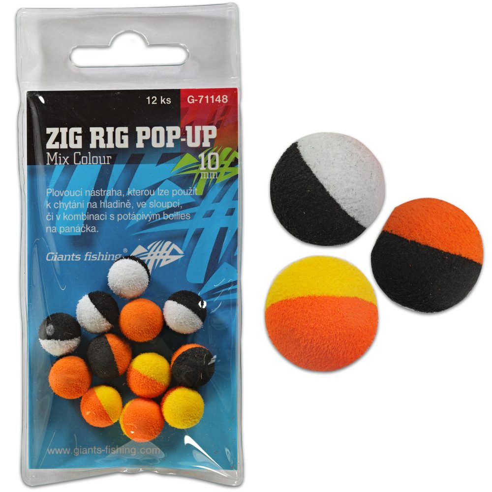 Giants fishing Pěnové plovoucí boilie Zig Rig Pop-Up  mix colour 10mm,12ks