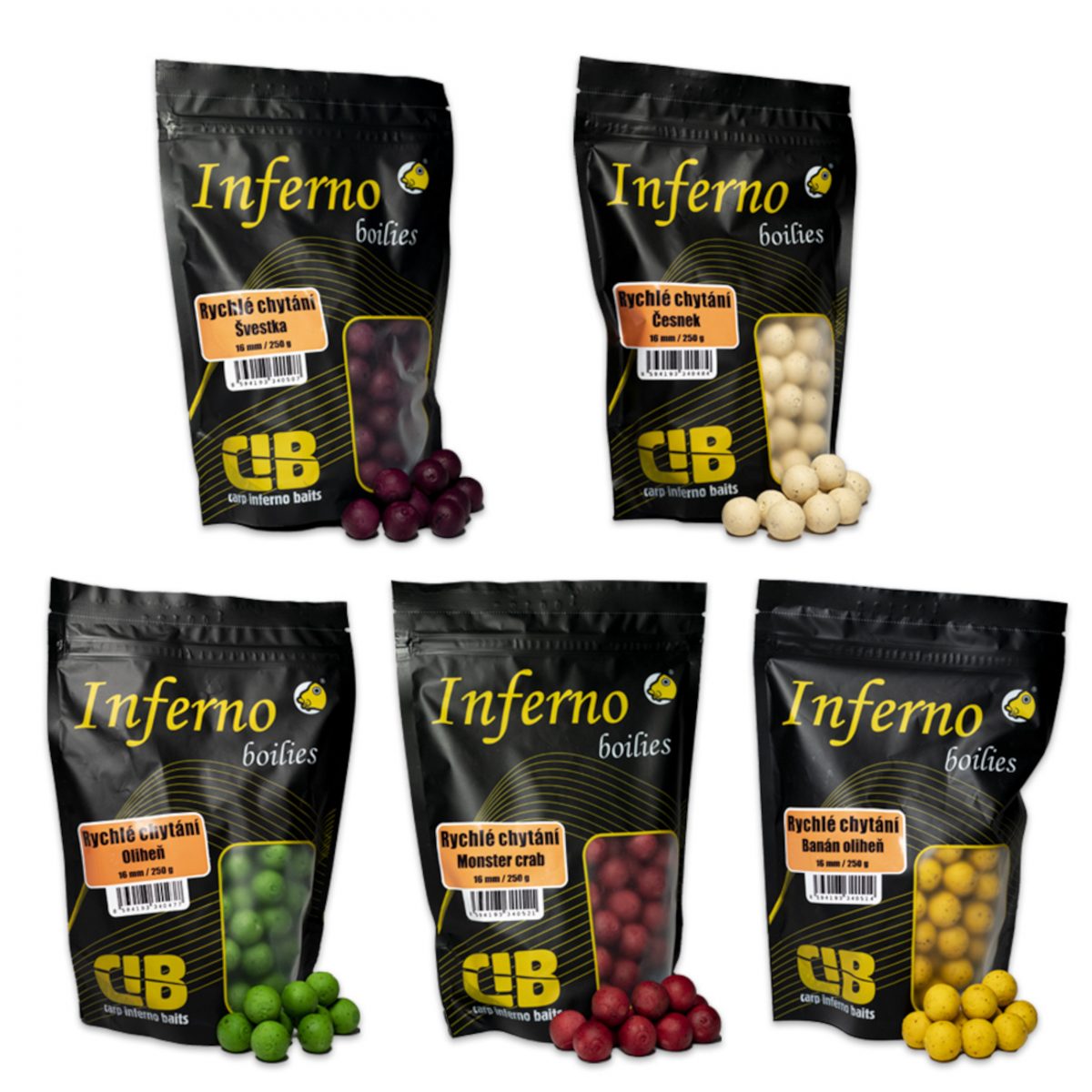 Carp Inferno Boilie Rychlé Chytání 16 mm 250 g Švestka
