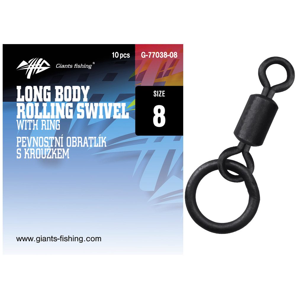 Giants fishing Pevnostní obratlík s kroužkem Long Body Rolling Swivel with Ring 10ks vel.08