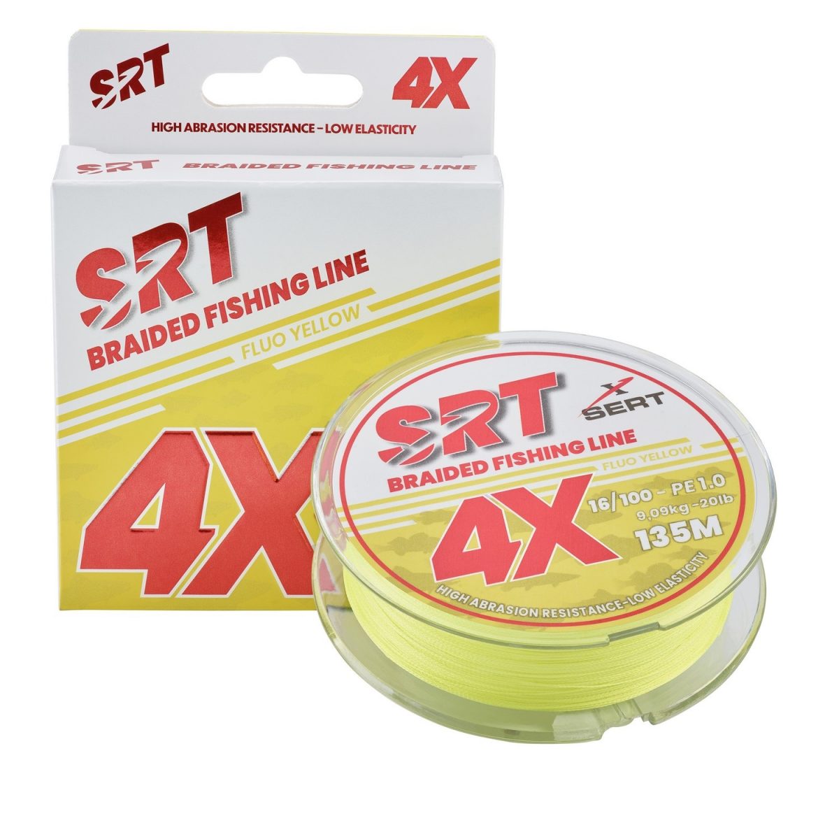 Sert splétaná šnůra 4X SRT Fluo Yellow 135M 0,20mm/11,36kg