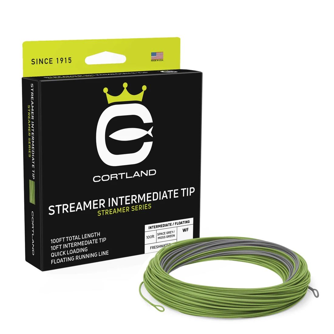 Cortland muškařská šnůra Streamer Intermediate Tip Space Grey/Moss Green WF7I 100ft