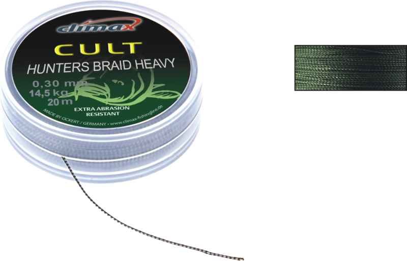 CLIMAX šňůra-HUNTERS BRAID HEAVY-Weed-30lb/14,5kg/20m