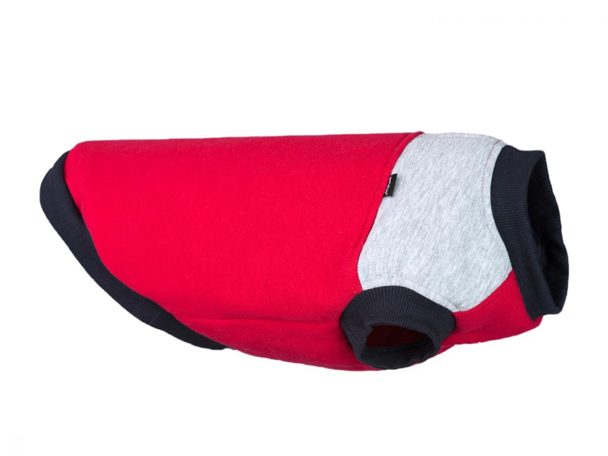 Amiplay DENVER MIKINA DENVER 30 CM ČERVENOŠEDÁ - 30 cm Yorkshire Terrier 30 [g] x 32 [b] x 46 [d] cm