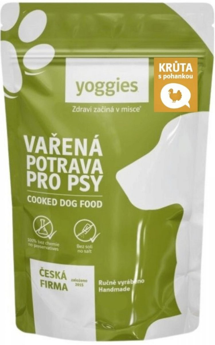 Yoggies Vařená potrava pro psy krůtí maso s pohankou a kloubní výživou 650 g