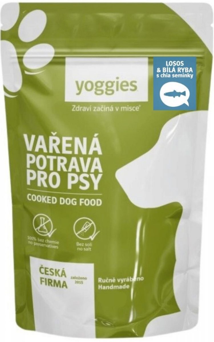 Yoggies vařená potrava pro psy losos a bílá ryba s chia semínky a kloubní výživou 650 g