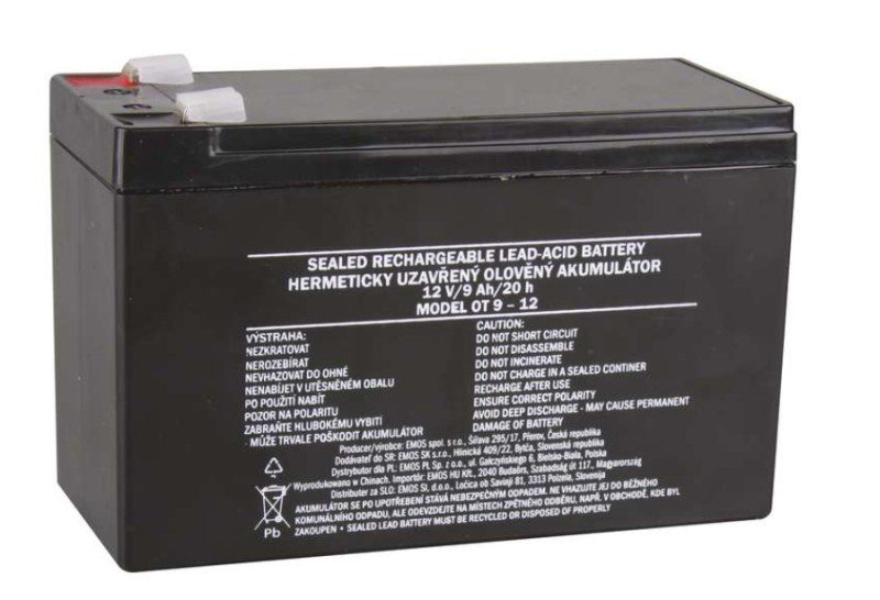 Olověný nabíjecí akumulátor 12V / 9Ah faston 6,3mm