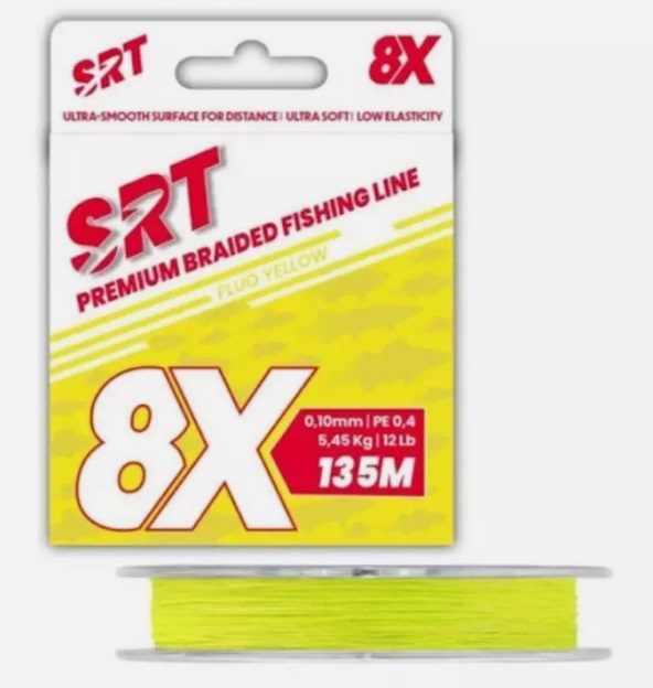Sert splétaná šnůra 8X SRT Fluo Yellow 135M 0,16mm/9,09kg