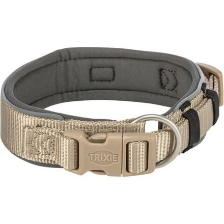 PREMIUM obojek EXTRA široký, písková/grafit S-M: 33-42 cm/35 mm