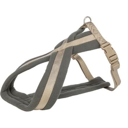 Nylonový postroj PREMIUM podšitý, písková/grafit L:hruď:60-100cm/25mm
