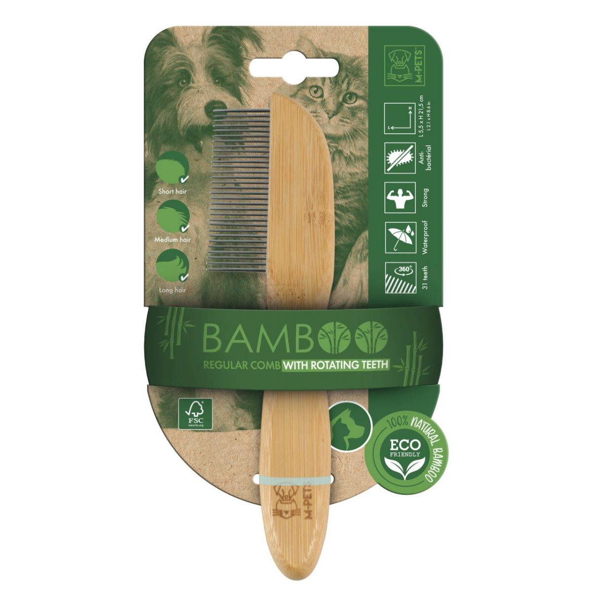 M-Pets Bamboo hřeben 31 zubů