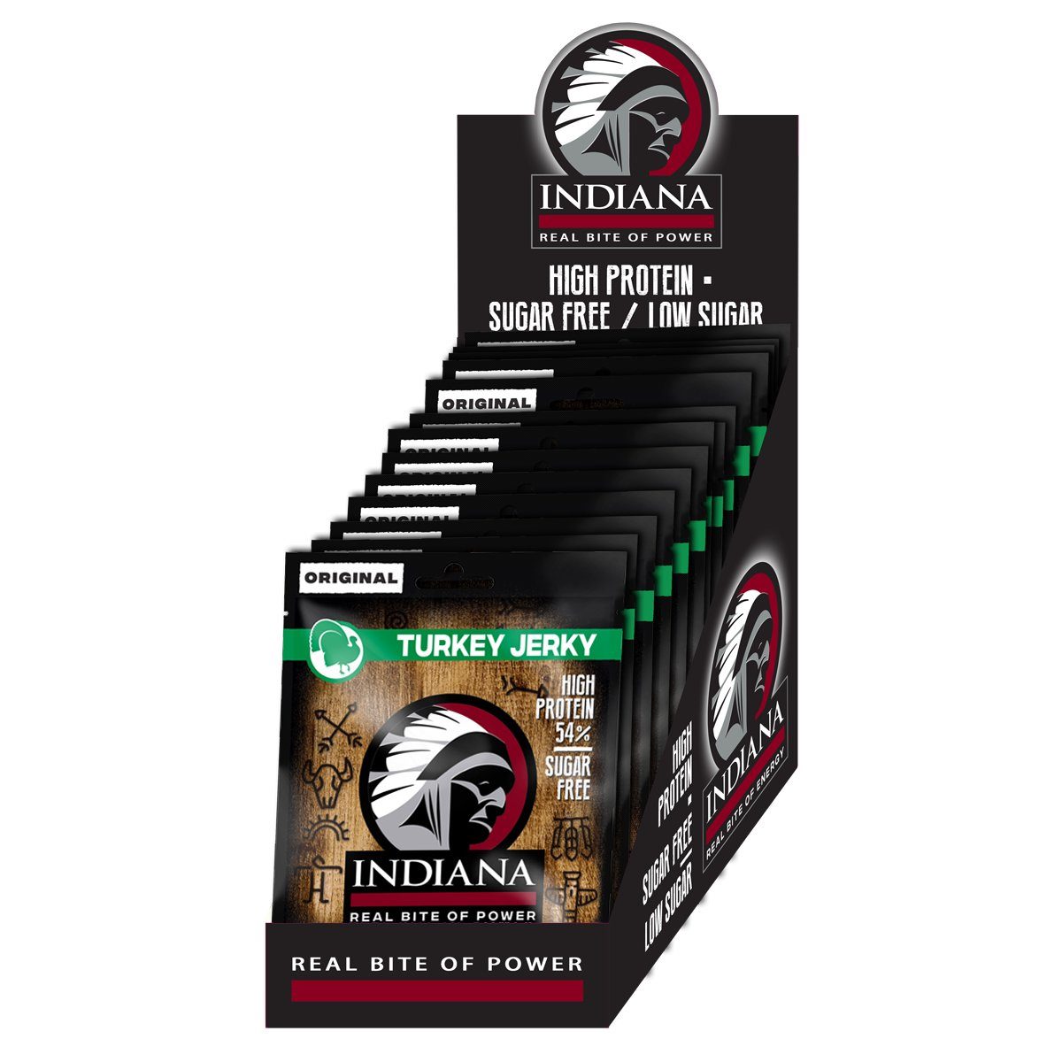 INDIANA Jerky krůtí Original 375g - display