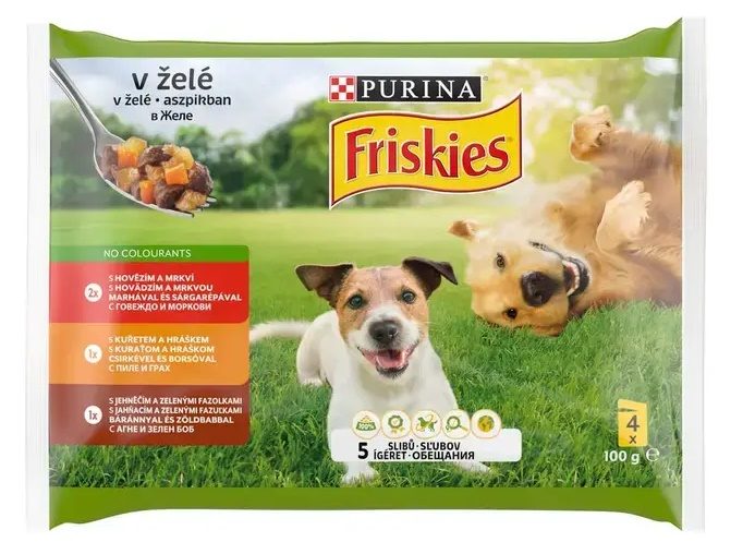 FRISKIES ADULT multipack 4x85g hovězí/kuře/jehněčí v želé