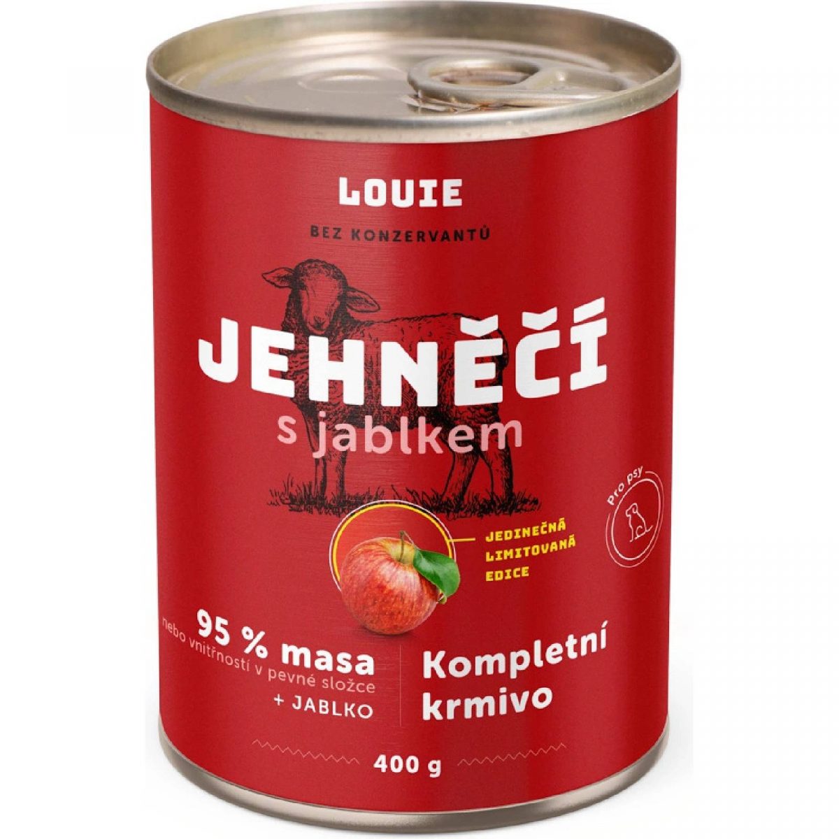 Louie konz.pro psy jehněčí s jablky 400 g