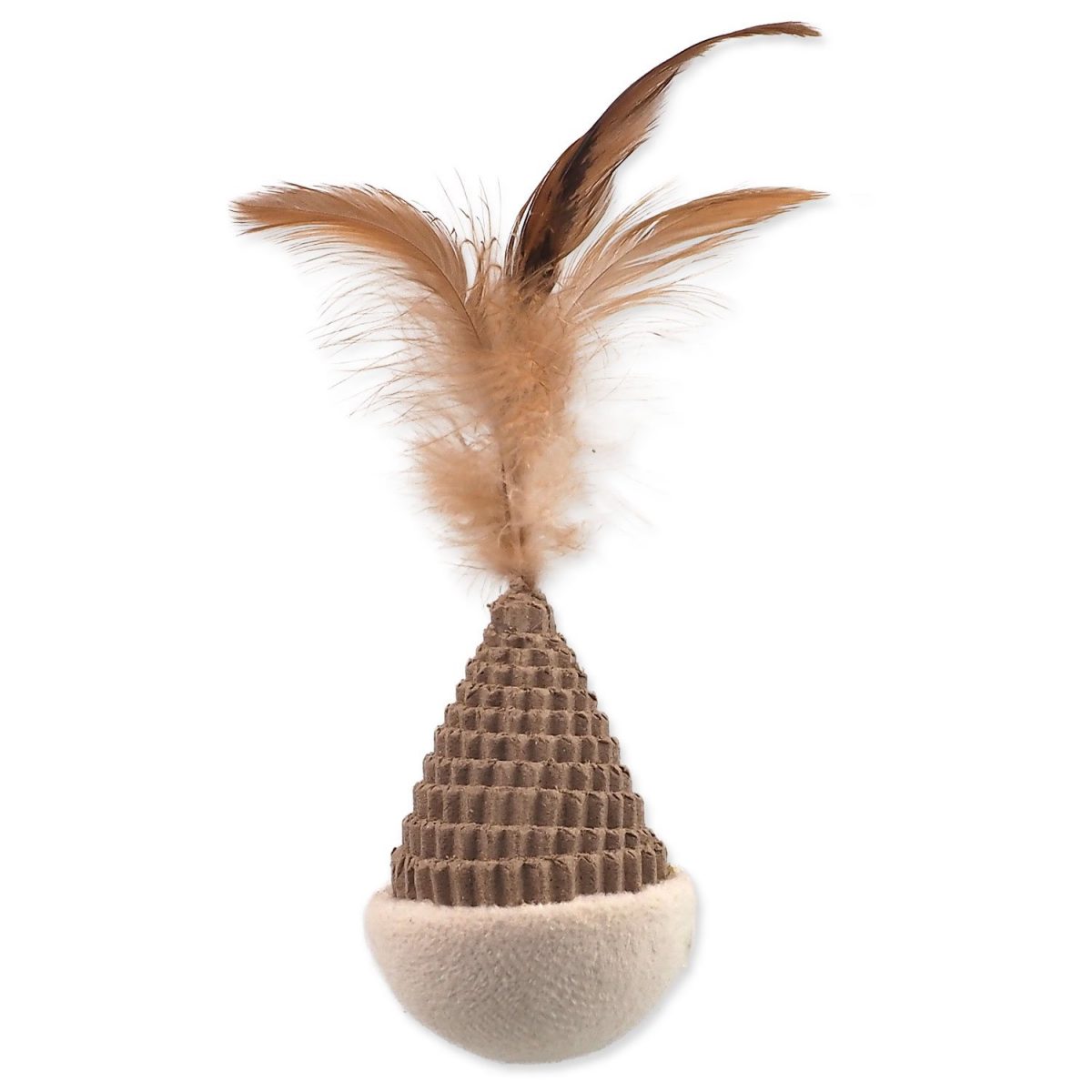 Hračka Magic Cat Natural Fun kužel s pírky karton/plyš bílá 6cm