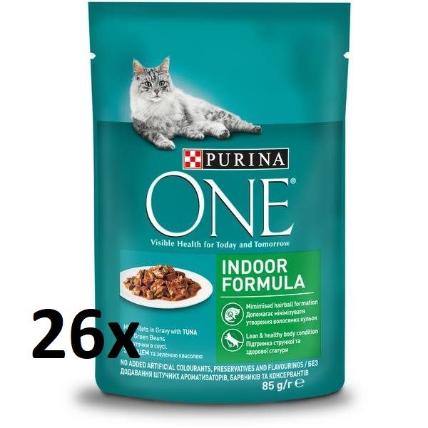Purina One INDOOR tuňák ve šťávě 26 x 85 g