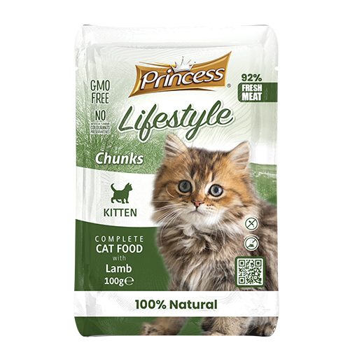 PRINCESS LIFESTYLE POUCHES CHUNKS 100G LAMB KITTEN