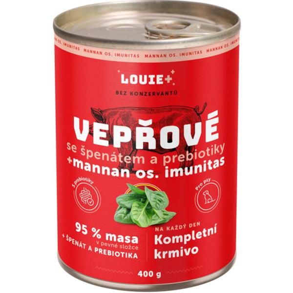 Louie konz.pro psy vepřové,špenát,prebiotika 400g