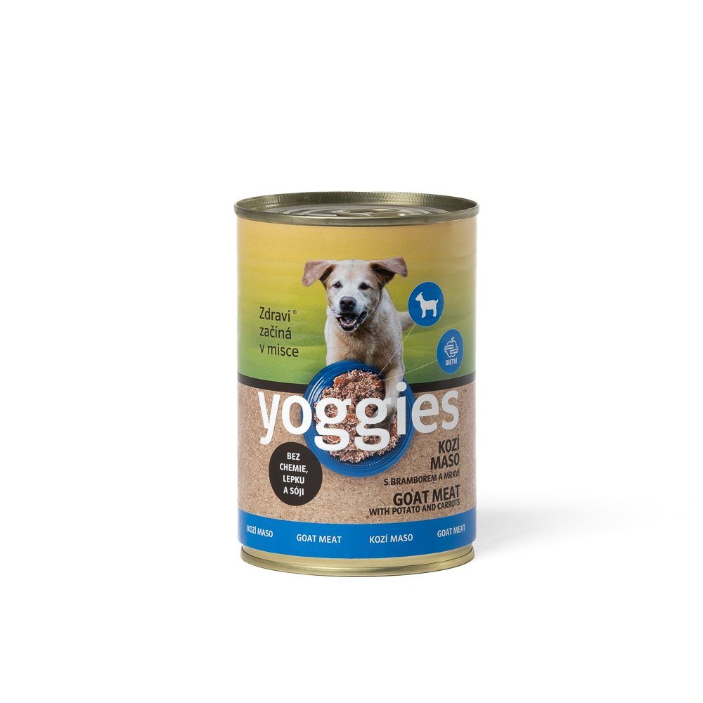 Yoggies kozí konzerva s bramborem a mrkví 400g